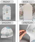 Spandex Arch Backdrop Cover For Baby Birthday And Baby Shower Blue Hot Air Balloon Theme Wrinkle-Resistant Stretch Polyester
