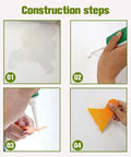 Four-step image guide using Drywall Repair Kit With 130G Universal Paste Cream For DIY Home Fixes Easy Wall Mending And Quick Patch Spackle