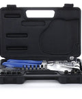 16 Piece Metal Hole Punch Kit For Sheet Metal With Puncher Built For Pros, Includes Seven Punch And Die Sizes, open case view