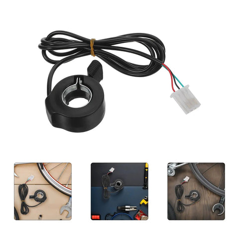 Heavy Duty Abs Thumb Throttle Adapter For Ebike Handlebar Speed Control With Waterproof Build And High Sensitivity Response For Dirt Bike Commuter Riding, black ABS with wire and connector