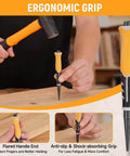 Pro Grade 3 Piece Pin Punch Set With CRV Steel Black Oxide Punches 1/32 1/16 3/32 Inches ergonomic grip demonstration