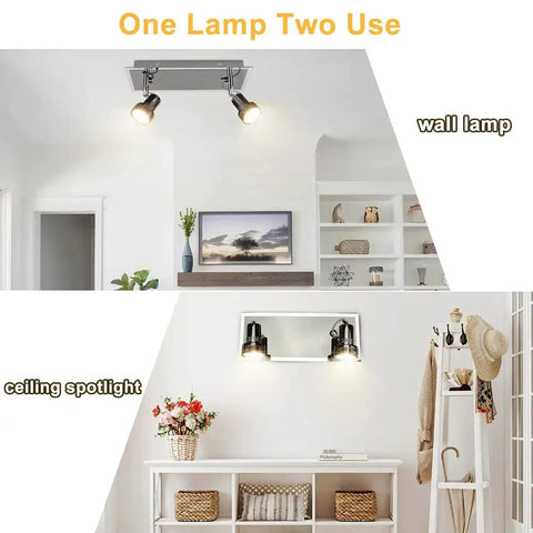 Six Head LED Track Light Kit With Rotatable Heads And Foldable Arms For Kitchen Living Room Dining Room And Office Directional
