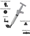 Beast Mode Heavy Duty Toilet Plunger And Drain Snake Set For Bathroom Clog Removal with accessories and pressure display, Gray.