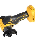 20V Cordless Mini Angle Grinder And Portable Rotary Polisher Built Like A Tank, compact design, ergonomic handle, black and yellow.