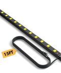 Heavy Duty 12 Outlet Industrial Power Strip With Wide Spaced Outlets And A 15 Foot Cord, 2100 Joules Surge Protection, 15A Circuit Breaker, Double Pole Protection, Metal Housing For Workshop Garage And Office Gear, 15ft cord
