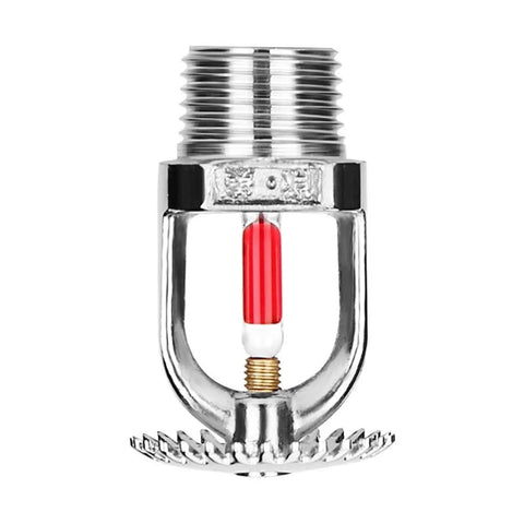 Pro Level Upright Fire Sprinkler Head Eight Pack Activates At Sixty Eight Degrees Chromed Brass Body front view with glass fusible link.