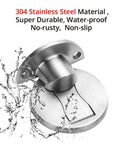 Magnetic Door Stop Set 304 Stainless Steel Brushed Silver No Drill Adhesive Mount With 3M Tape, close-up view