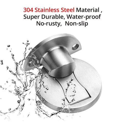 Magnetic Door Stop Set 304 Stainless Steel Brushed Silver No Drill Adhesive Mount With 3M Tape, close-up view