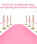 Six Pieces Velvet Stanchion Rope Set With Gold Hooks 4 Feet Each Pink Carpet Ropes for elegant event crowd control setup.