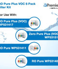 Annual Six Pack Filtration Kit For RO Pure Plus And Zero Pure Plus Systems With Push Button Water Filter Replacement visual