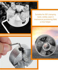 Mini Four Jaw Lathe Chuck Hand Clamp Zinc Alloy For Precision Machining And Workshop Use shown with adjustable wrench
