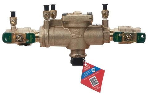 1 Inch Reduced Pressure Zone RPZ Backflow Preventer 009-QT For Service Line Entrance, 175 PSI Max, bronze body, front view