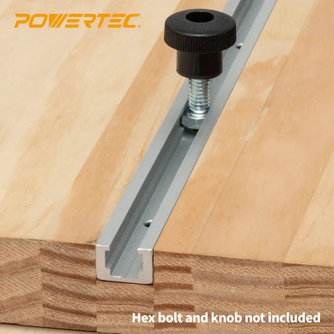 Heavy Duty Aluminum T Track 48 Inch Long Two Pack For Woodworking mounted on wood surface showing miter track