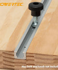 Heavy Duty Aluminum T Track 48 Inch for Woodworking and Router Tables with bolt mounted on wooden surface