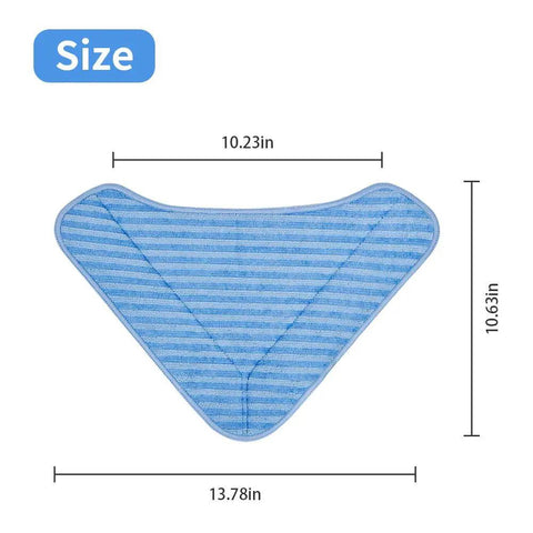 Triangle blue microfiber pad with dimensions for Replacement Mop Pad Set For PureClean Steam Cleaners And PurSteam Therma Pro Elite 12 In 1