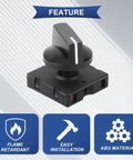 Front view of Four Pack Rotary Switches Rated 13 Amps At 125 Volts And 10 Amps At 250 Volts with knob cap for electrical projects.