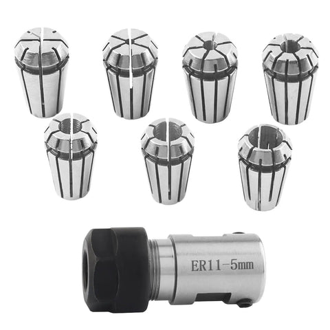 ER11 1 To 7mm Spring Collets Set For CNC Milling Lathe Tools including 5mm motor shaft holder extension rod, alloy steel