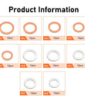 100 Piece Oil Drain Plug Crush Washer Kit Copper And Aluminum Gaskets Seal Set for M10 to M18 sizes displayed