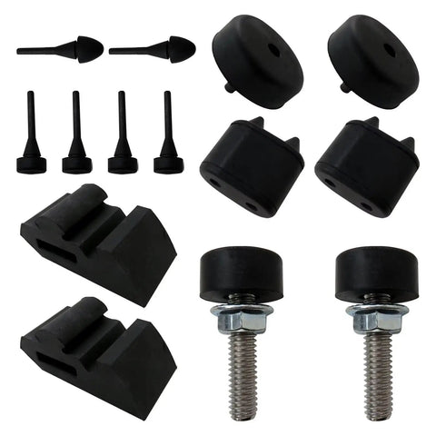 Premium Rubber Stopper Kit With Hood Adjusters And Bumpers For 1967-72 GM A-Body Cars, black rubber components shown
