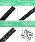 Heavy Duty Black Stainless Steel Piano Hinge Set Four Piece 8 Inch By 1.2 Inch Continuous Hinges For Cabinets Doors DIY Wood Boxes Toolbox Furniture And Industrial Projects With Screws, showing hinge details and screws