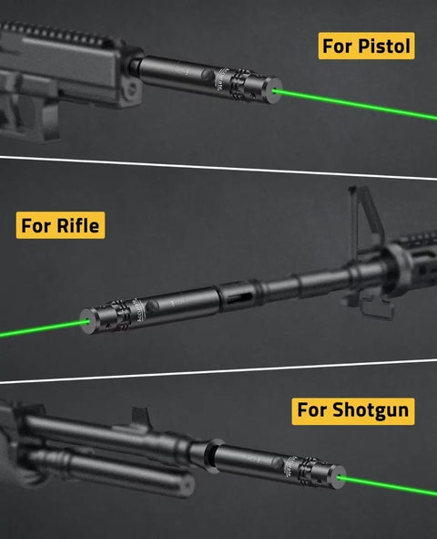 Laser Bore Sight Kit With 32 Adapters For 0.17 To 12 GA Calibers, Bright Green Laser visible for pistol, rifle, and shotgun.