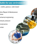 Illustration of pipeline repair services including mechanical engineering and plumbing with images of various tools and professionals.