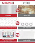 Comparison of aluminum vs rust-prone material, diverse vs single-size washers, and labeled vs plain packaging for Automotive Metric Oil Drain Plug Gasket Crush Washer Set Aluminum Flat Washer Assortment Kit With 17 Sizes M5 Through M24 Heavy Duty Corrosion Resistant Tight Seal For Oil Pan Drain Plug.