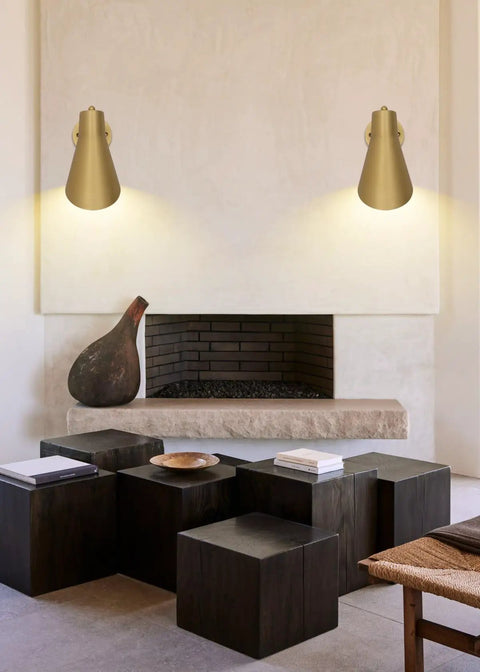 Cordless Battery Powered Wall Sconces Set Of 2 With Remote Control No Wiring Needed in a modern living room above fireplace