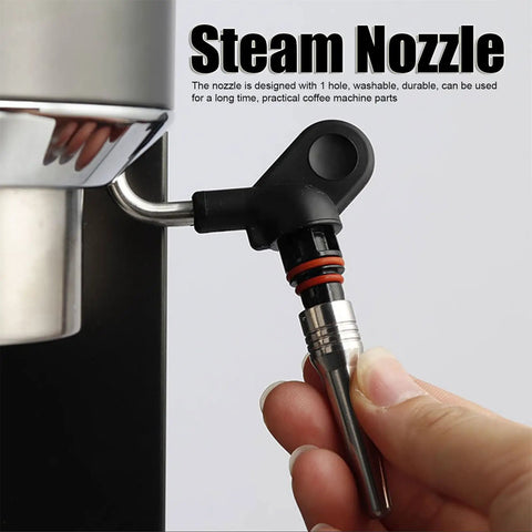 Stainless Steel Milk Frothing Nozzle Rod Tip For Espresso Machines Barista Grade Accessory For Smooth Velvety Foam Built For Home And Commercial Use Durable Stainless Construction Fits EC685 And Similar Models, stainless steel steam nozzle attached to espresso machine