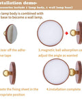 Dope 2 Pack Wood Wall Sconce Set With Magnetic 360 Degree Rotatable Bedside Lamps installation demo with steps shown