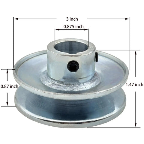 Single Groove V Belt Pulley, 3 Inch Outside Diameter, 7/8 Inch Bore, 1 Groove, Carbon Steel Motor Pulley For A B 5L 4L AX BX V Belts