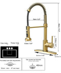 High Arc Kitchen Faucet With Pull Down Sprayer And 360 Degree Swivel, Three Function Sprayer Head, dimensions and installation guide