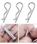 Premium Stainless Steel Cotter Pin Set Kit with Three Box Assortment showing detail of locking mechanism and pin usage.