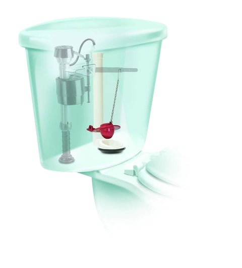 Universal 2 Inch Toilet Flapper With Chlorine Resistant Material Microban Protection And Long Lasting Flexible Frame Red Fits Most Toilets And American Standard Actuators Strong Metal Chain Included installed in toilet tank