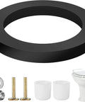 RV Toilet Seal Replacement Kit For 300 310 320 Series Toilets, Gasket And Flange Seal With Bolts Nuts And Washers Included For Leak Free RV Bathroom Upgrade, black seal and hardware