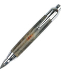 Top Shelf Chrome Woodturning Hardware Kit Pencil And Pen Project Set Three Piece Collection Built For Lathe Creators And Woodshop Crews Dishing Out Badass Writing Tools, chrome pen with patterned wooden body.