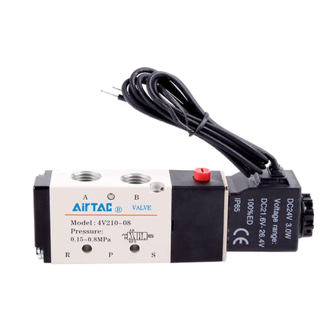 4V310-10 AC110V Solenoid Valve Pneumatic 3/8 Inch PT Outlet front view showing wiring