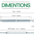 Dimensions of Heavy Duty One Half Inch Jaw Jaw Turnbuckle Galvanized For Wire Rope Cable Marine Grade Closed Body Two Pack 3500 Lbs