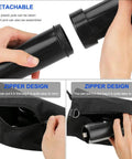 Hands detaching black tube from Top Golf Ball Collector Shag Bag Holds About 75 Balls With Detachable Retriever Tube And Nylon Storage Bag