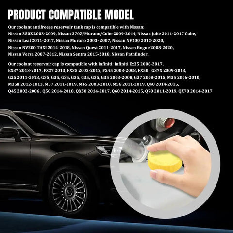 Two Pack Radiator Coolant Reservoir Cap Set Fits Infiniti And Nissan OEM 21712 79900 Yellow Engine Water Tank Cap in use