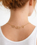 Woman wearing gold-tone Set Of 4 S Hook Necklace Extenders With Gold And Silver Swirl Hooks Durable Metal Jewelry Extenders For Necklaces