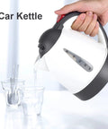 1000ML 12V Portable Car Kettle And Electric Water Heater With Cigarette Lighter Plug For Road Trip pouring water into glass.