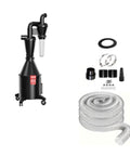 Rock Solid Wall Mounted Cyclone Vacuum Featuring Massive Turbo Suction And Dual Filter Wheeled Dust Collector with accessories.