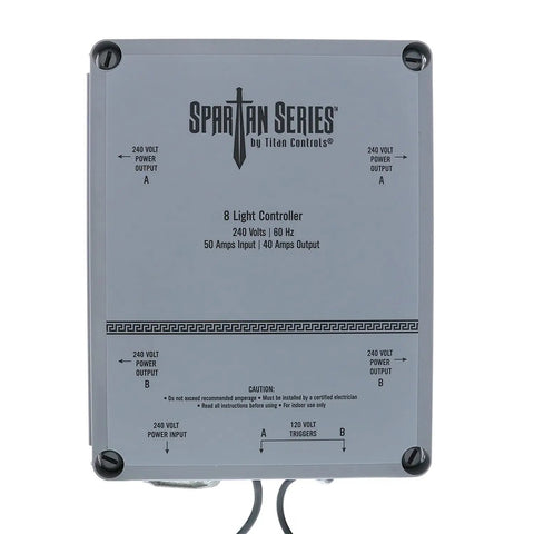 Spartan Series 8 Light Grow Controller For 240V Setups With Dual Trigger Cords Delay Start Scheduling Universal 120V 240V Outlets