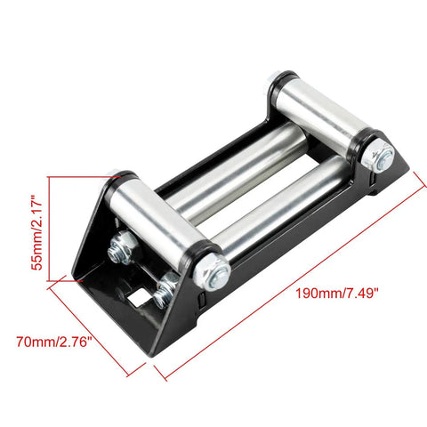 Winch Roller Fairlead 6 Inch Mount For Steel Cable ATV UTV Winches, 4000 To 5500 Lbs Capacity, CNC Machined Steel Frame