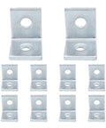 10 Pack 2 Hole L Shaped Connector Bracket For One Half Inch Bolts, 90 Degree Angle, Electrogalvanized Steel
