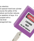5 Pack 38mm Industrial Safety Padlocks Lockout Tagout Kit With 10 Keys And Writable Labels NonConductive For Machine Building Electrical Maintenance Built Tough As Nails And Resists Impacts Standing Strong Through Freezing Or Scorching Temps. Purple 38mm nylon safety padlock with lockout tagout label and key