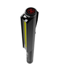 Lil Larry 250 Lumen COB LED Flashlight With Aircraft Grade Aluminum Body, showing side view with belt clip and magnetic base.