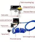 Heavy Duty MQL Spray Pump 1L Pneumatic Pulse Lubrication System Air Atomizing Oil Sprayer for CNC Lathe, showing components and connections.