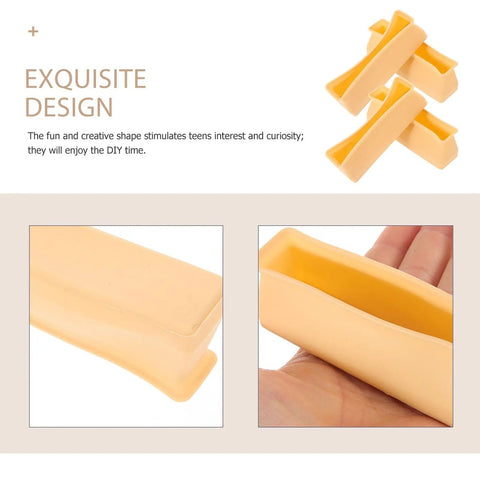 Four Pack Silicone Furniture Stoppers with Antislip Design Easy to Install Rubber Feet close-up view in hand and on surface